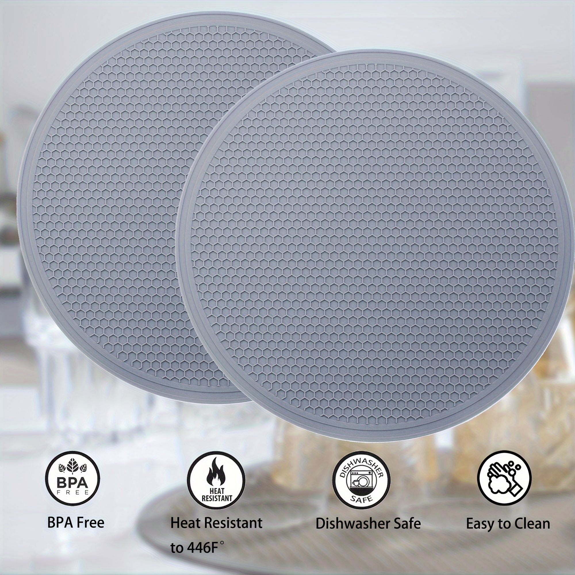 

Silicone Microwave Mat - Round 12" X 12" - Set Of Resistant Multifunctional Mat, , Trivet, Hot Pad, Pot Holder