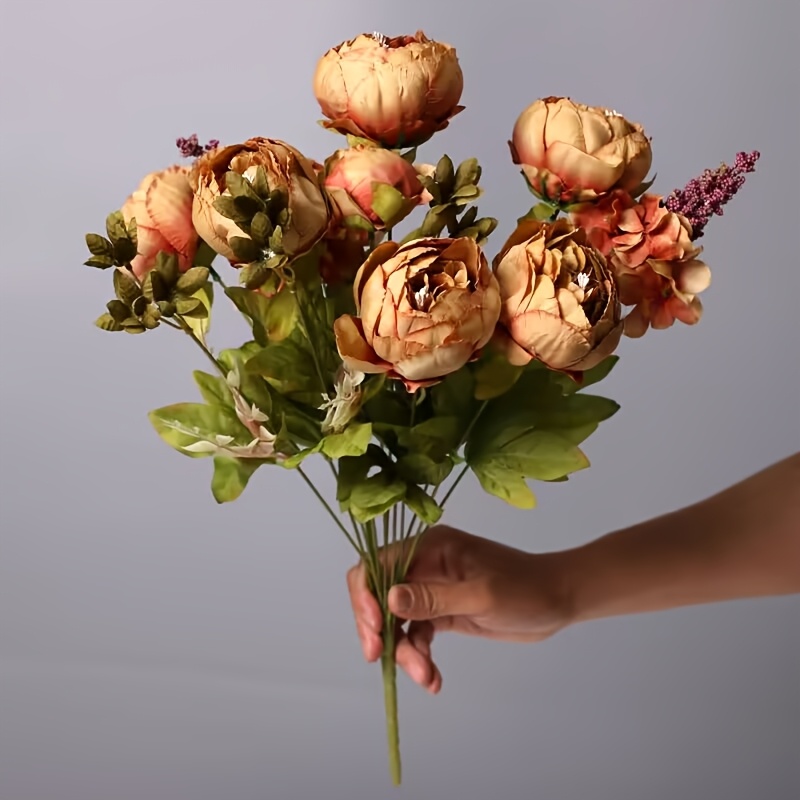 TEMU 1pc Large Realistic Artificial Peony Flowers With - Suitable For Wedding Bouquets, Bridal Centerpieces, Home & Christmas Decor - Fake Peonies
