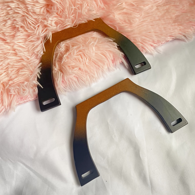 2pcs Wooden Diy Women' Handles With U-shaped Gradient Color Replacement Straps, Versatile Accessories For Handbags And Wallets