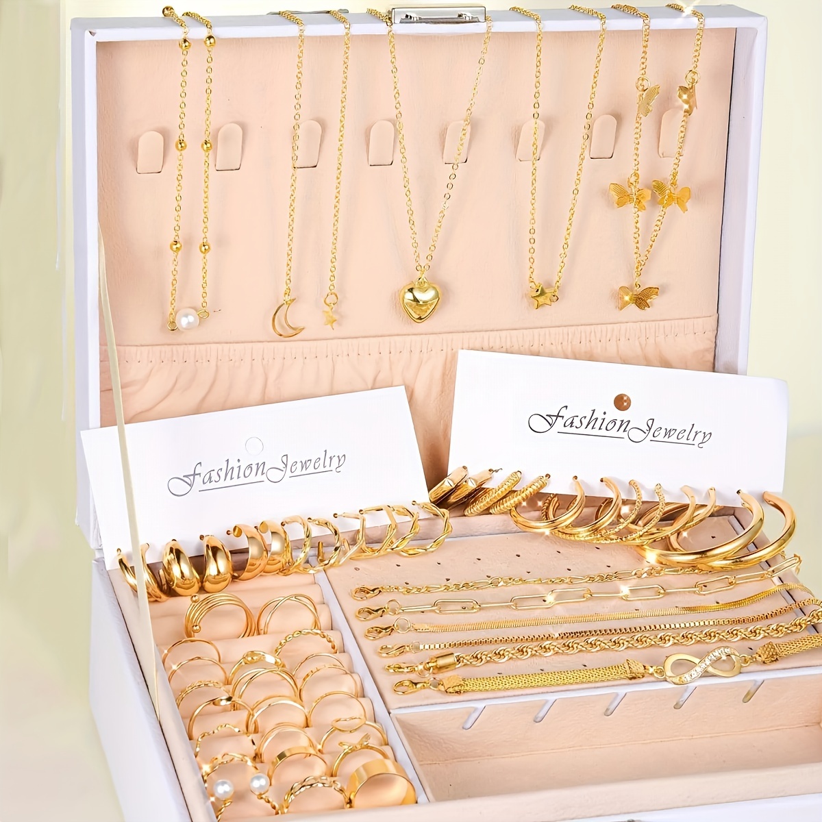 

91 Piece Set Of Simple Metal Style Earrings Necklaces Rings Bracelets Ankle Chains Jewelry Set For Women's Daily Leisure And Versatile (no Box)