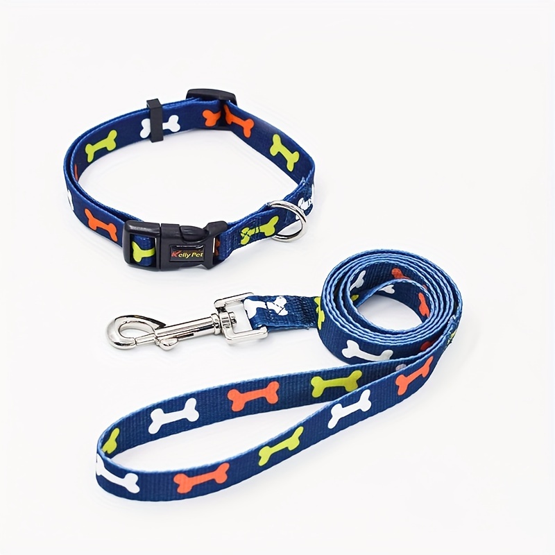 Collar and Leash Set for Small Dogs, Printed Design