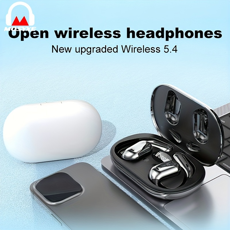 

Mosyxe Open Headphones Wireless Headphones Headphones With Enc Microphone Led Hd Battery Display Hd Talk Sports Headphones For Ios/