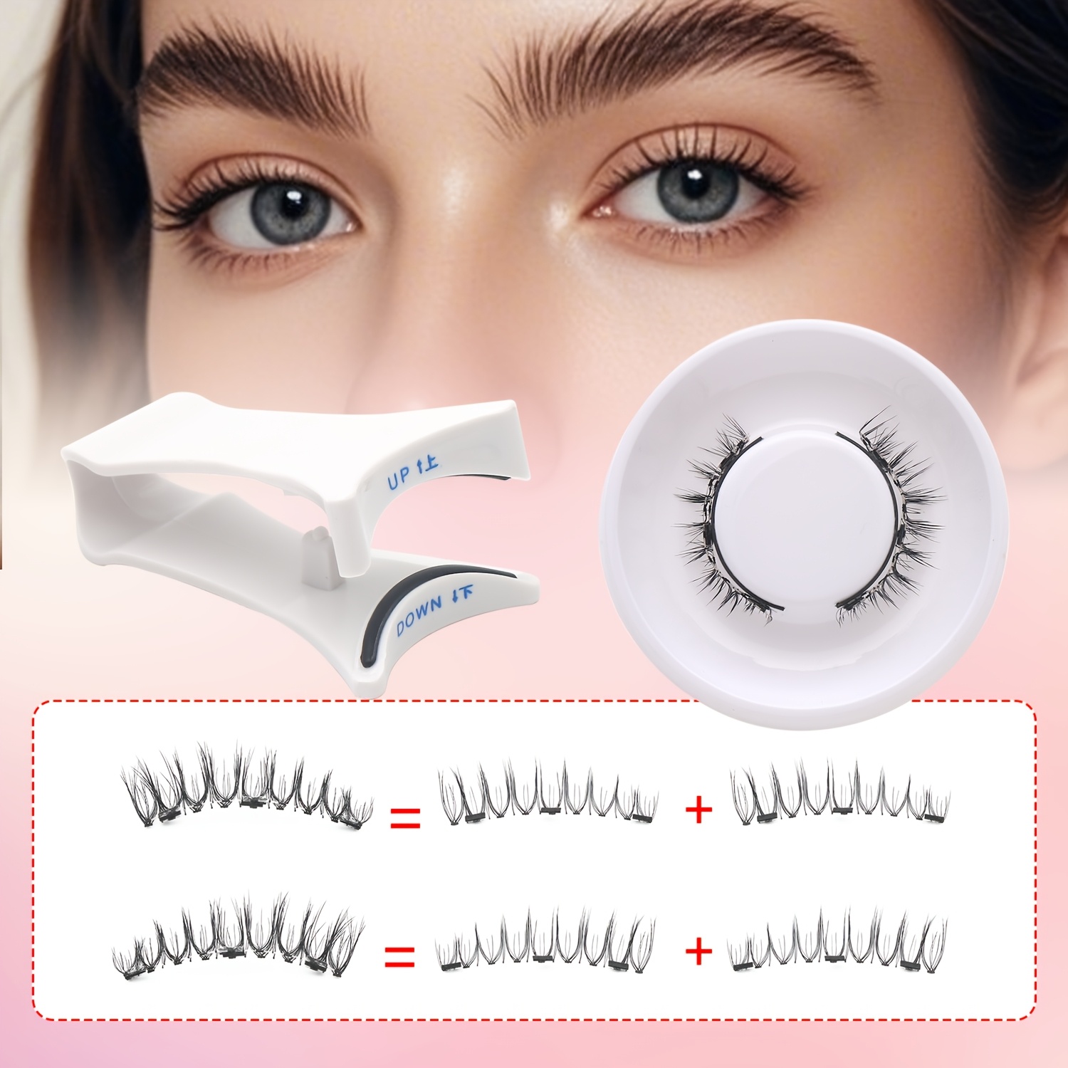 TEMU Magnetic False Eyelashes 1 Pair With 1pc Eyelash Curler, Style, Lightweight Style, 3d Cat , , , From , Instant Makeup Change