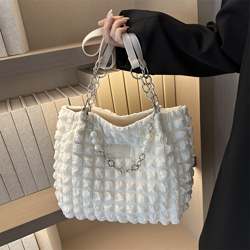 

Cloud Pleated Tote Bag For - Spacious Shoulder Bag Zip , In ///