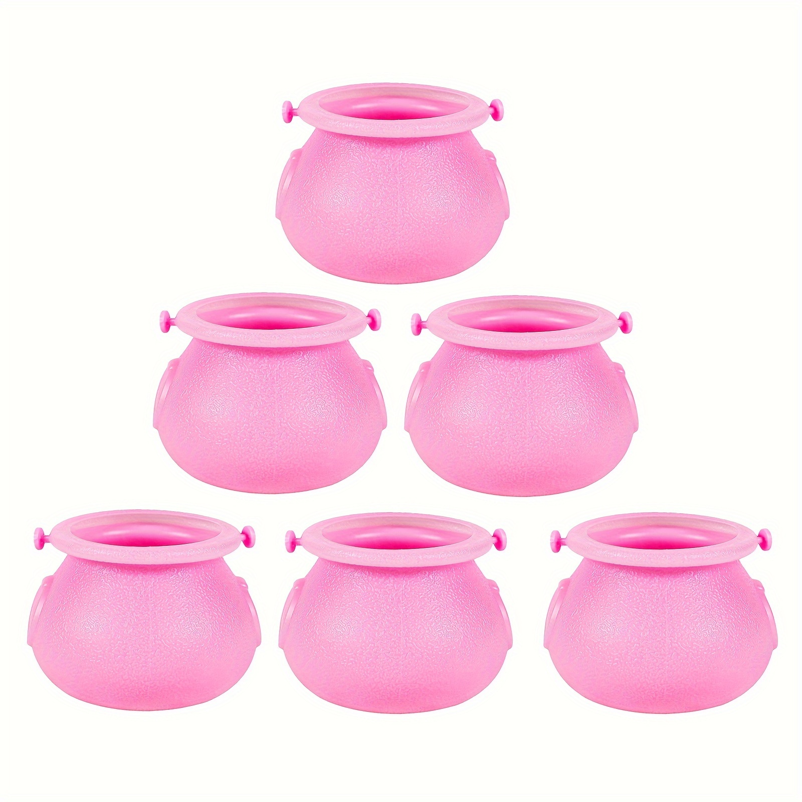 

Set Of 6 Mini Cauldron Kettles - Novelty Pink ' Candy Holders For Party Decorations, Plastic Cauldron Party Favors - No Electricity Or Batteries Required