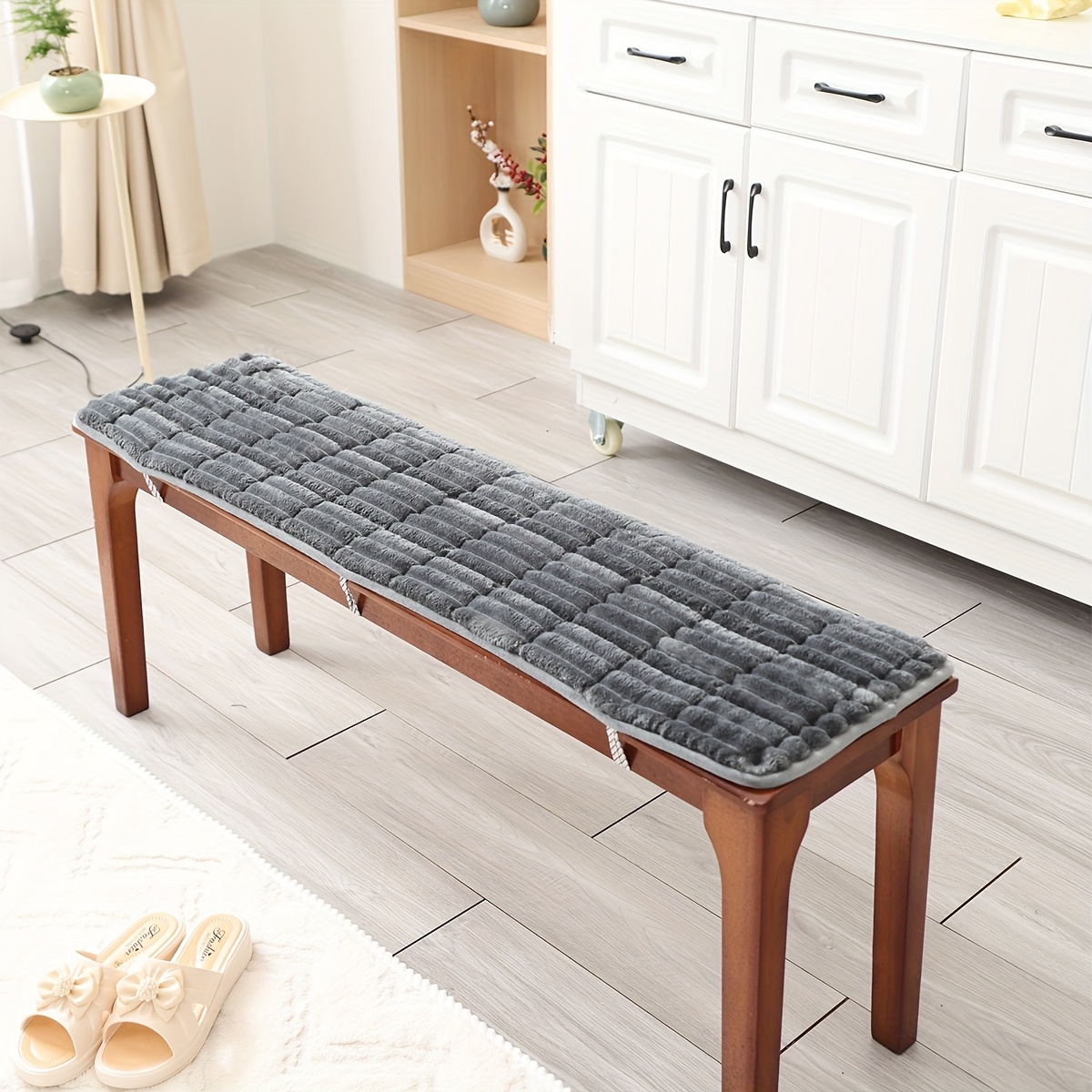 item picture a fluffy striped long orange cushion shoe changing orange cushion universal for   with straps for anti slip fixation suitable for solid wood   orange outdoor courtyard orange cushion