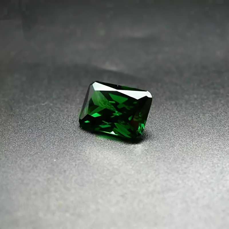 Hand Cut Round Lab Grown Synthetic Emerald Ring