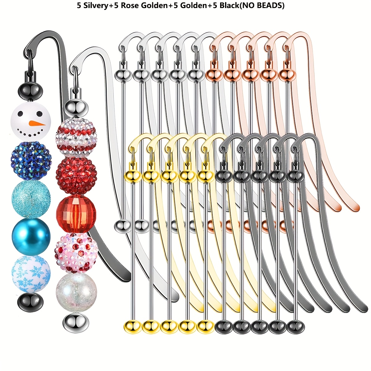 E-shop 12/16/20 Stück Perlen Lesezeichen, Blanko Lesezeichen mit Streifen aus Metall, für Perlen Zubehör, Moderne Perlen Lesezeichen Herstellung