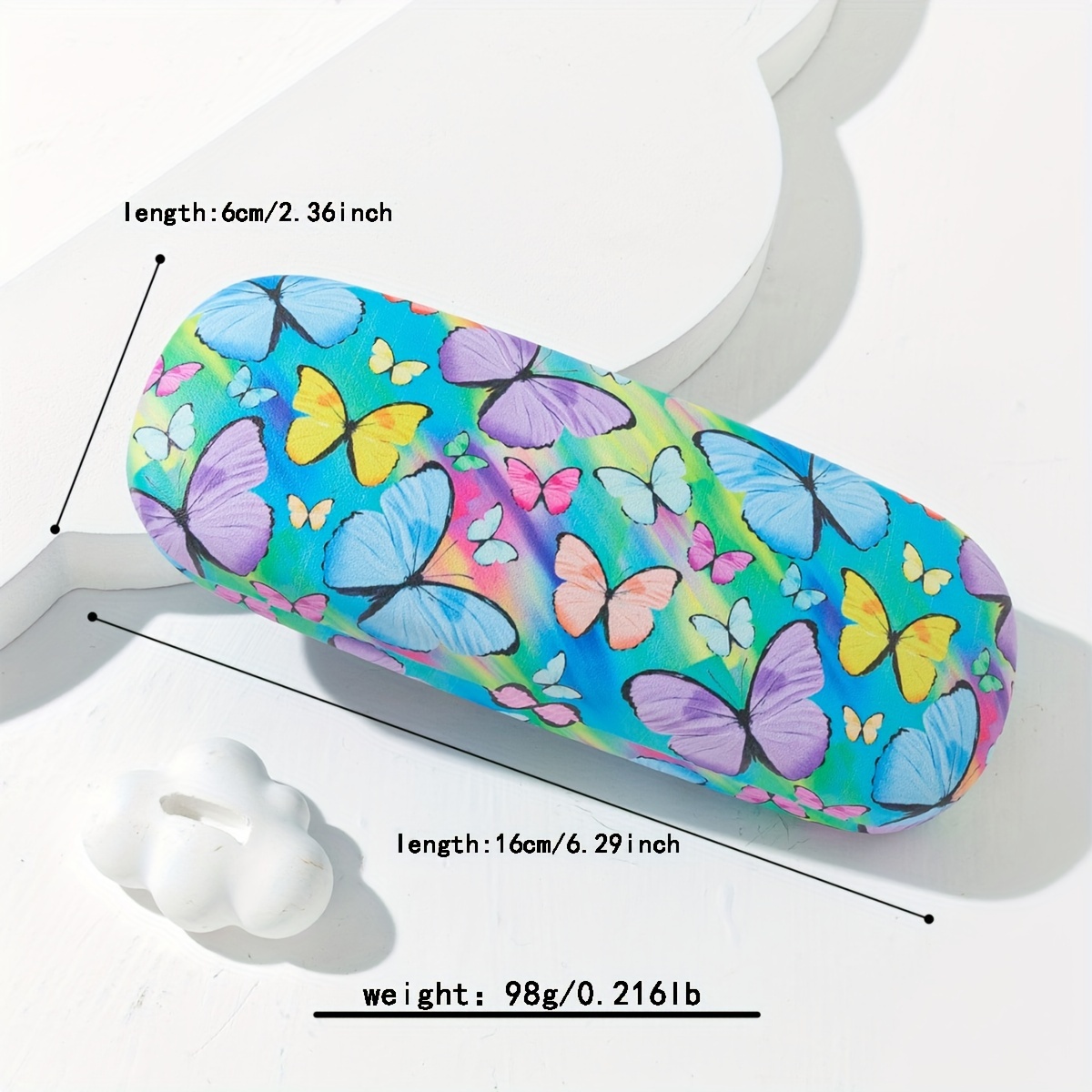 Iridescent Gradient Base Multicolor Butterfly All-Over Print Glasses Case
