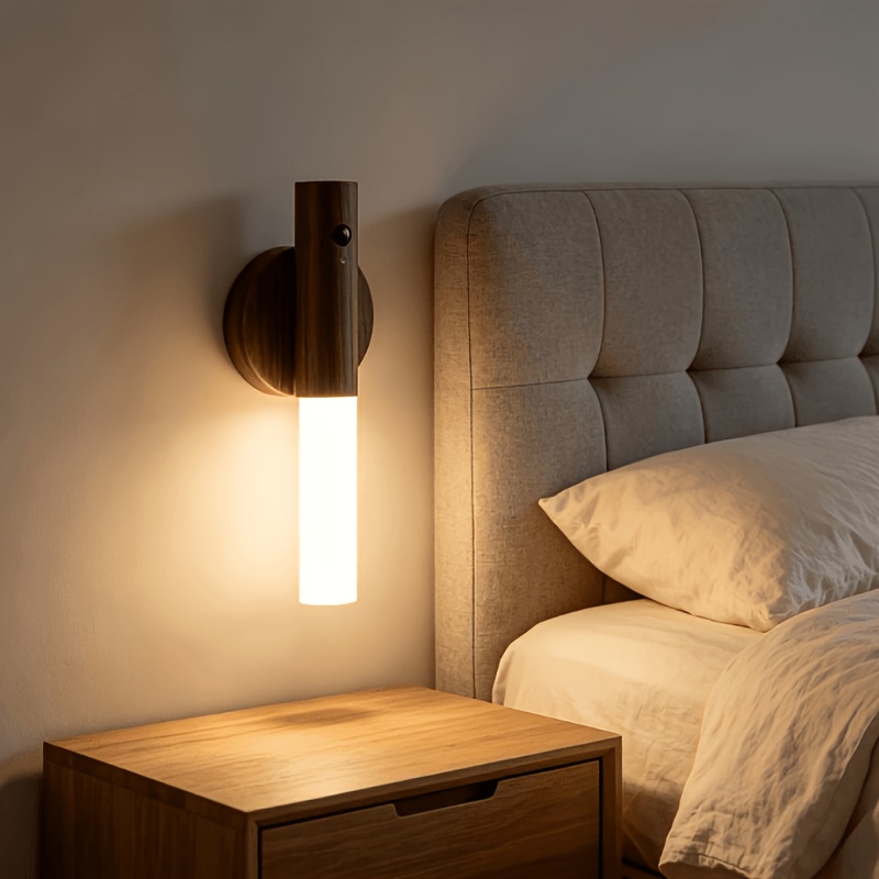 Detachable Magnetic Wooden LED Wall Sconce Night Light