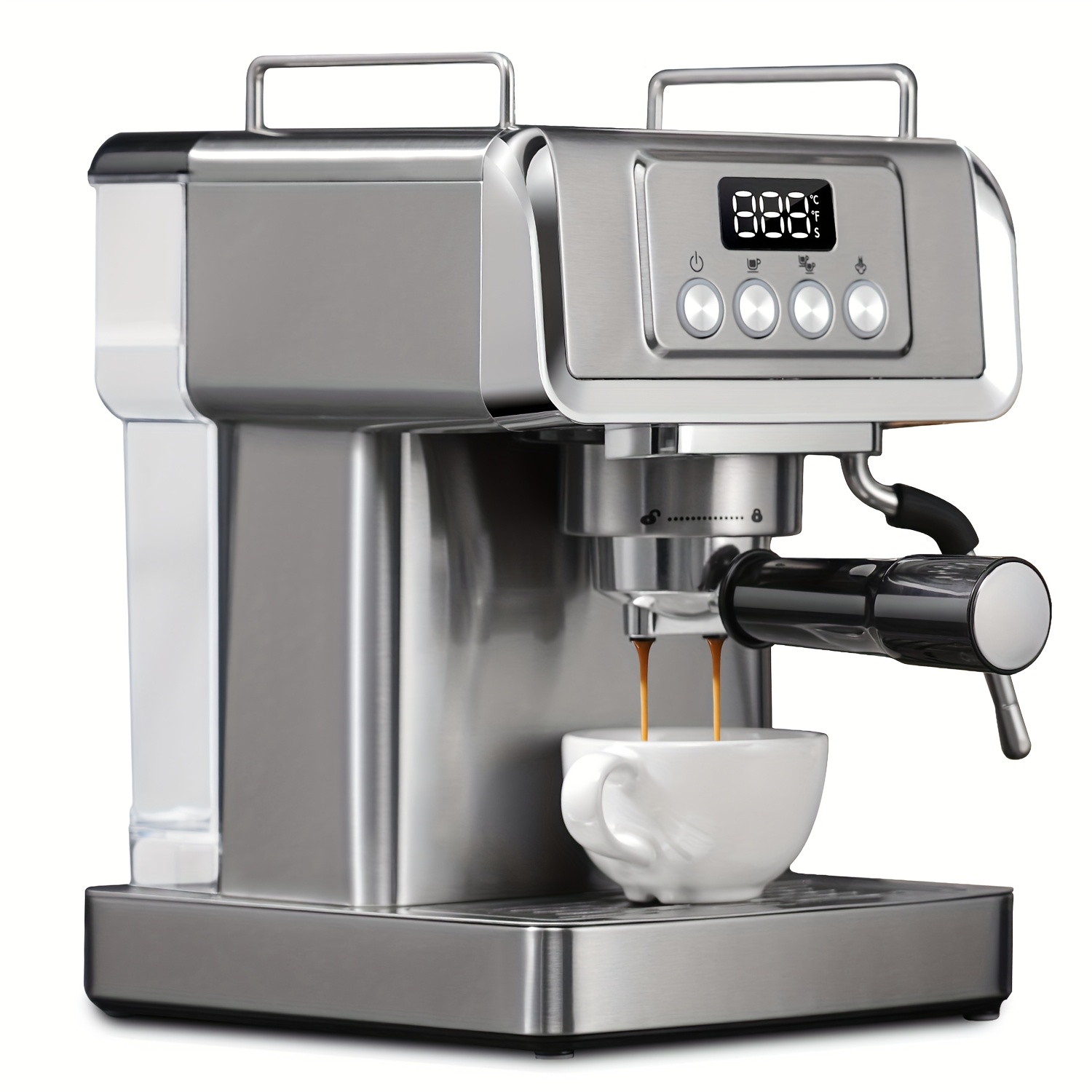 TEMU Espresso Machine, 20 Bar Coffee Machines With Milk Frother Steam Wand, Manual Latte & Cappuccino Maker, Temperature Display, 60 Oz Removable Water Tank, Stainless Steel