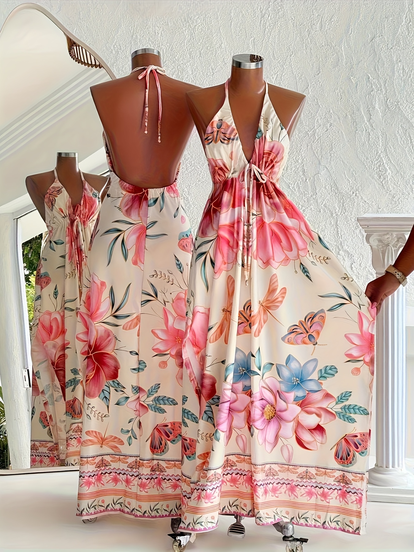 floral backless dress sold on Temu United States floral backless dress sold on Temu United States