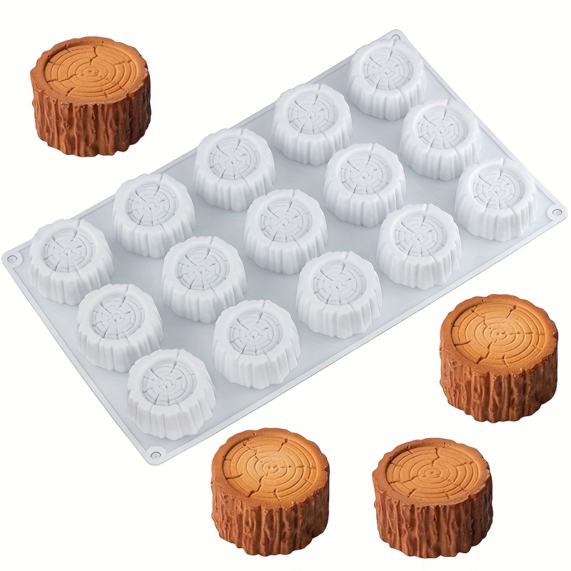 Image of 1pc Wood Stake Shaped Silicone Cake Mold, Log Shape Baking Dessert Mousse Silicone Mold, Pastry Mold, Tree Stump Mini Dessert Mold