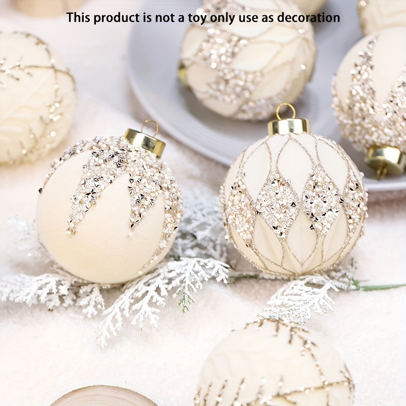 

Luxurious 12pcs Champagne Christmas Ornaments Set - Elegant Round Tree Decorations For Holidays & Parties