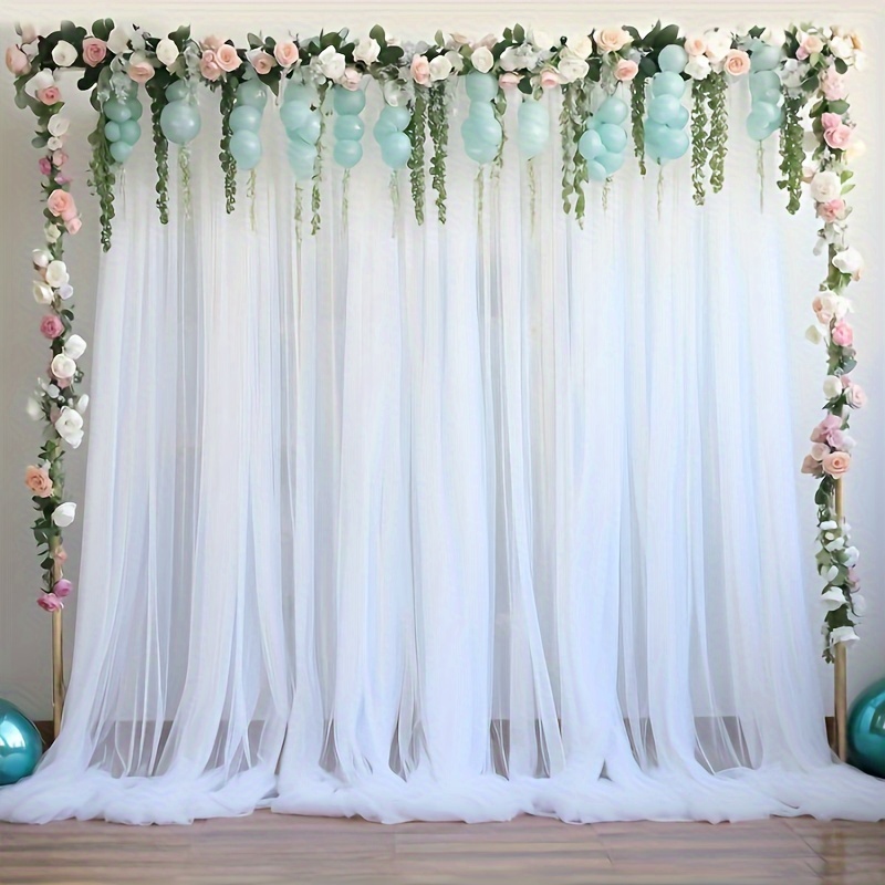 

2pcs, White Thin Window Curtains - Very Suitable For Weddings, Photo Booths And Home Decoration·very Suitable For Engagement, Birthday And Festival Parties