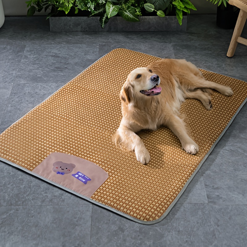

Pet Self-cooling Mat, Summer Dog Cool Mat Bed Mattress, Bear Pattern Comfy Rattan Dog Cushion Cage Liner