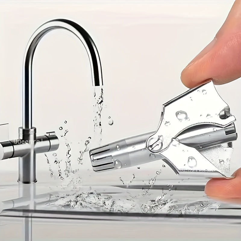 温和的护理 | 男士不锈钢手动鼻毛修剪器 - 特点是精密的旋转机械，人体工程学设计，包括清洁刷，可洗，未使用电池 商品详情 2