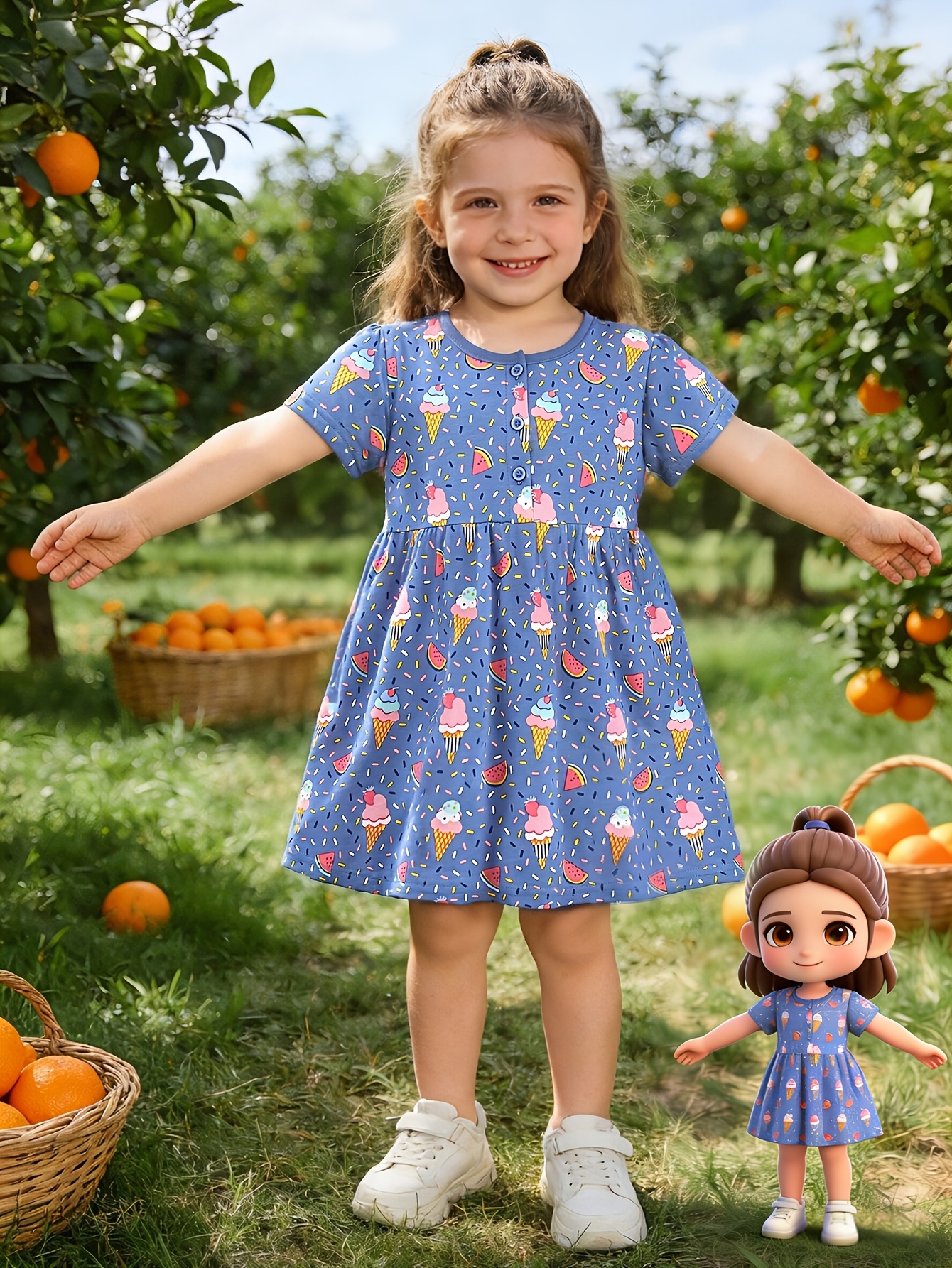 princess polly baby blue dress Mud Pie Pink Ice Cream Tutu Dress Large (4-5T) main image 1
