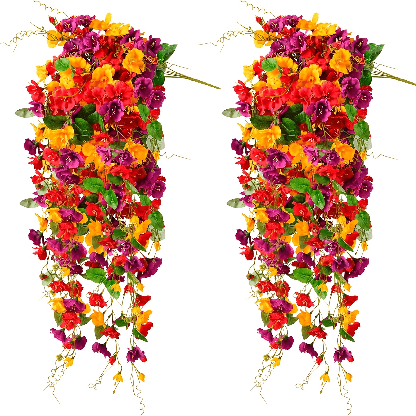 TEMU 2pcs Fall Artificial Hibiscus Flowers For Outdoors Planter, Fake Hanging Flowers Plants, Long Trailing Vines For Home Patio Garden Balcony Yard