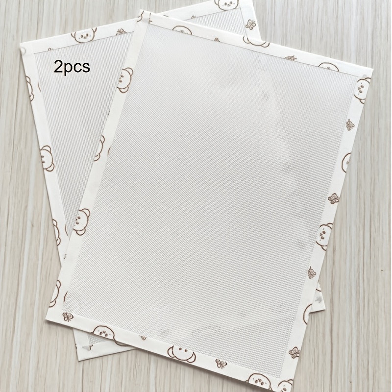 TEMU 2pcs Feuilles de feutre fusibles réutilisables - Tissu de repassage avec motif d'ours aux bords, épaisseur de 0,25 mm avec texture grossière,