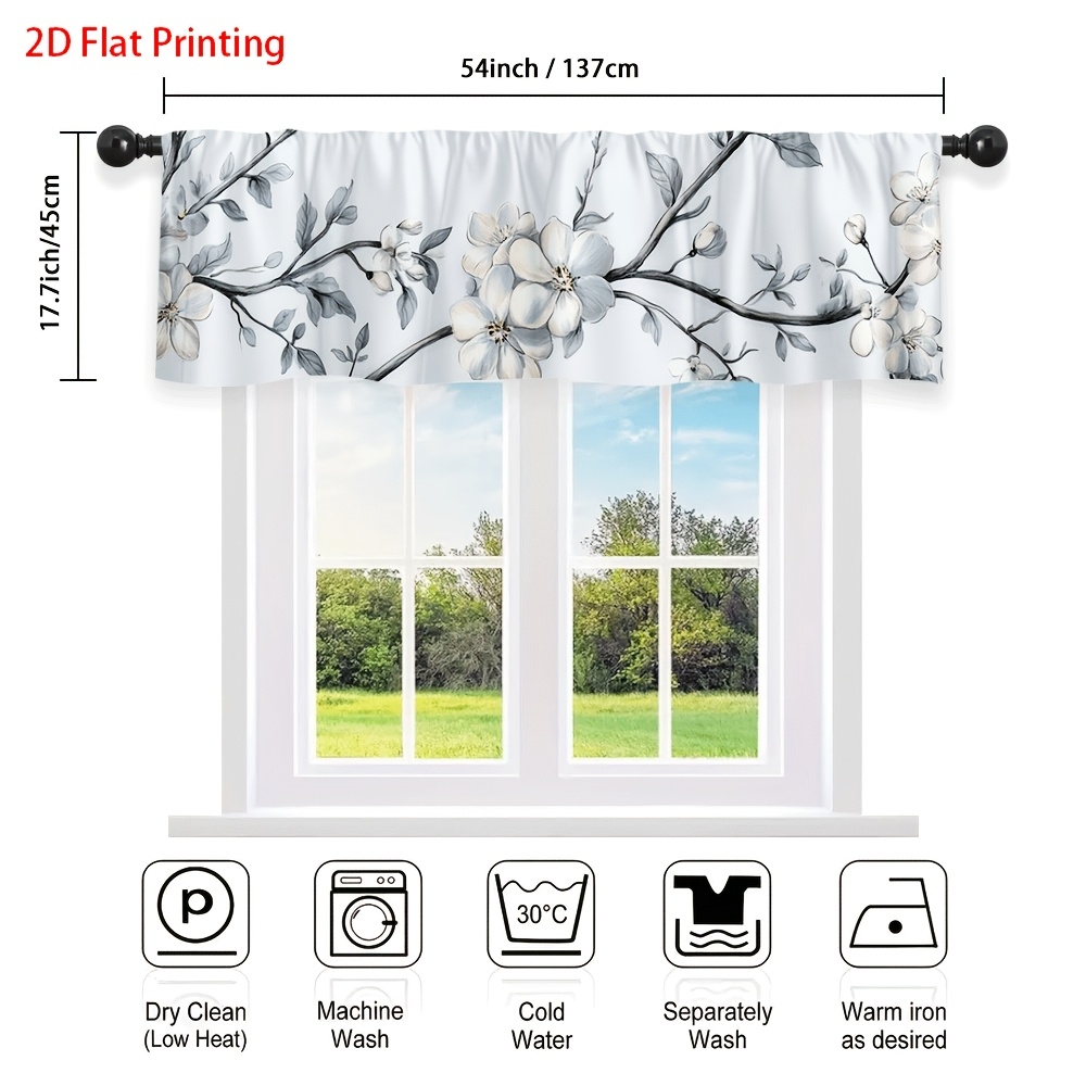 TEMU 2D Plat - 2D Plat - 1 Pièce de Rideau de Baldaquin avec Impression Florale et Design à Poches pour Tringle, Facile à Installer, Parfait pour