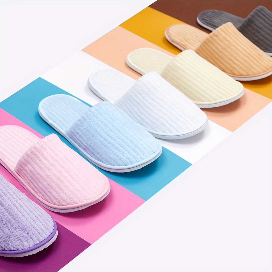 

Disposable Coral Fleece Home Slippers, Non-slip Eva Sole Soft Cozy Shoes, Round Toe Indoor Hotel & Guest Slippers