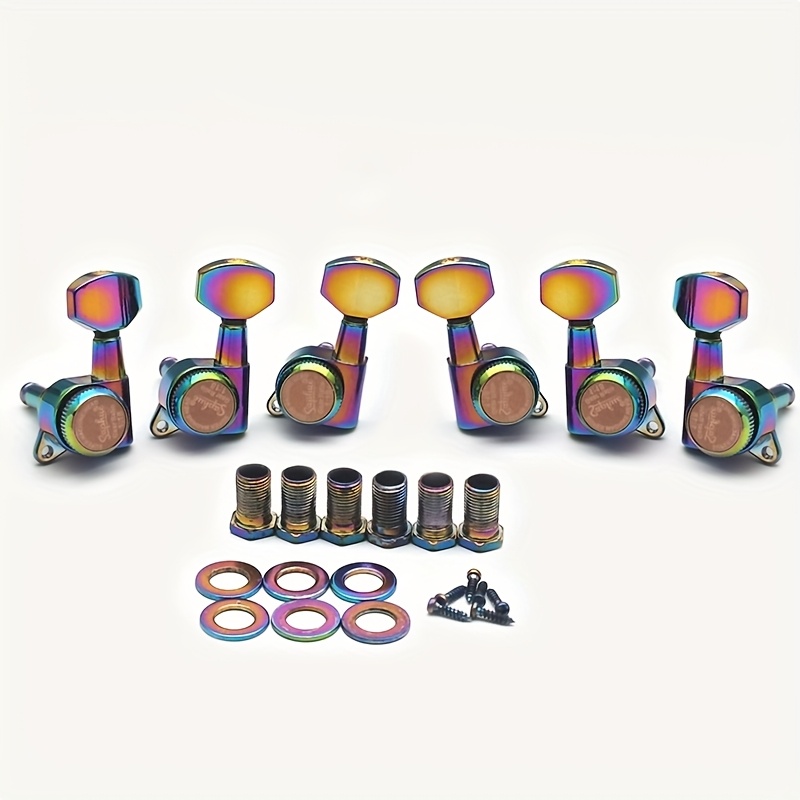 SAHUE Locking Guitar Tuner, Heavy-Duty Locking System with 1:18 String Winding Mechanism, Hex Handle & Rainbow Color-Coded Pegs, Quick-Change Tuning, Compatible with Classical/Electric/Bass Guitars