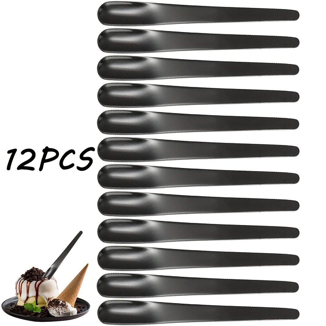 TEMU 12pcs Dessert Spoon, High-quality Stainless Steel Small Coffee Spoon/cappuccino Spoon/seasoning Spoon, Fashionable Mini Spoon Suitable For Ice