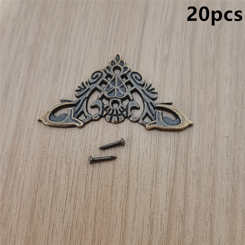 Image of 20pcs Furniture Decorative Cover Retro Decor Decorative Metal Corners Appliques For Furniture Crafts