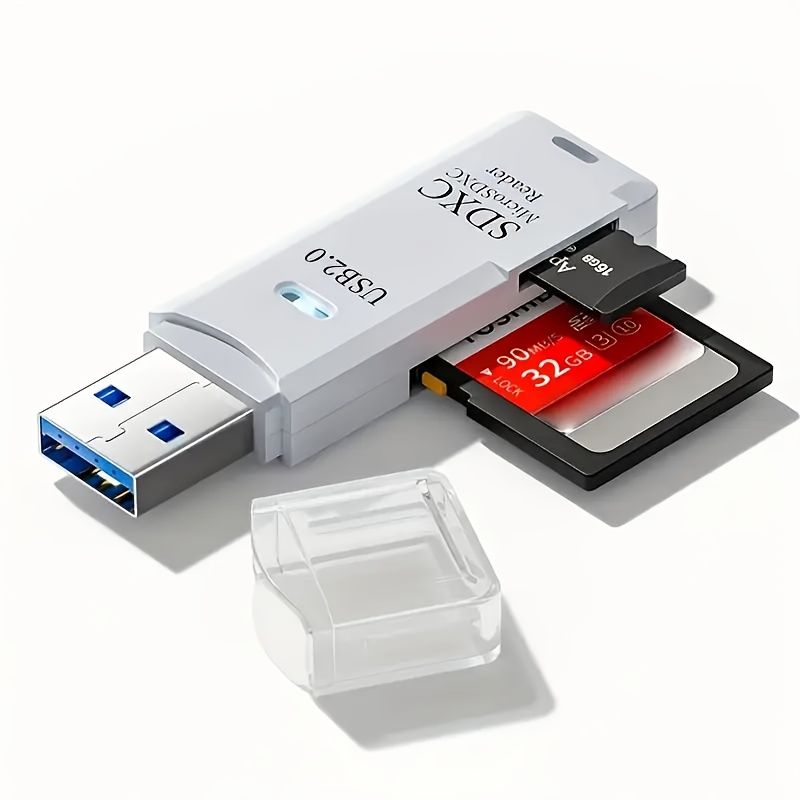 2 w 1 czytnik kart usb 2.0, adapter szybki 5 , kompatybilny z karta sd/mmc/rs-mmc/uhs-i, wykonany z pvc, akcesor do pc i aparatów, przenośny adapter   na usb, elegancki czytnik kart, wysokiej jakości konstrukcja, uhs i adapter, dla miłośników technologii