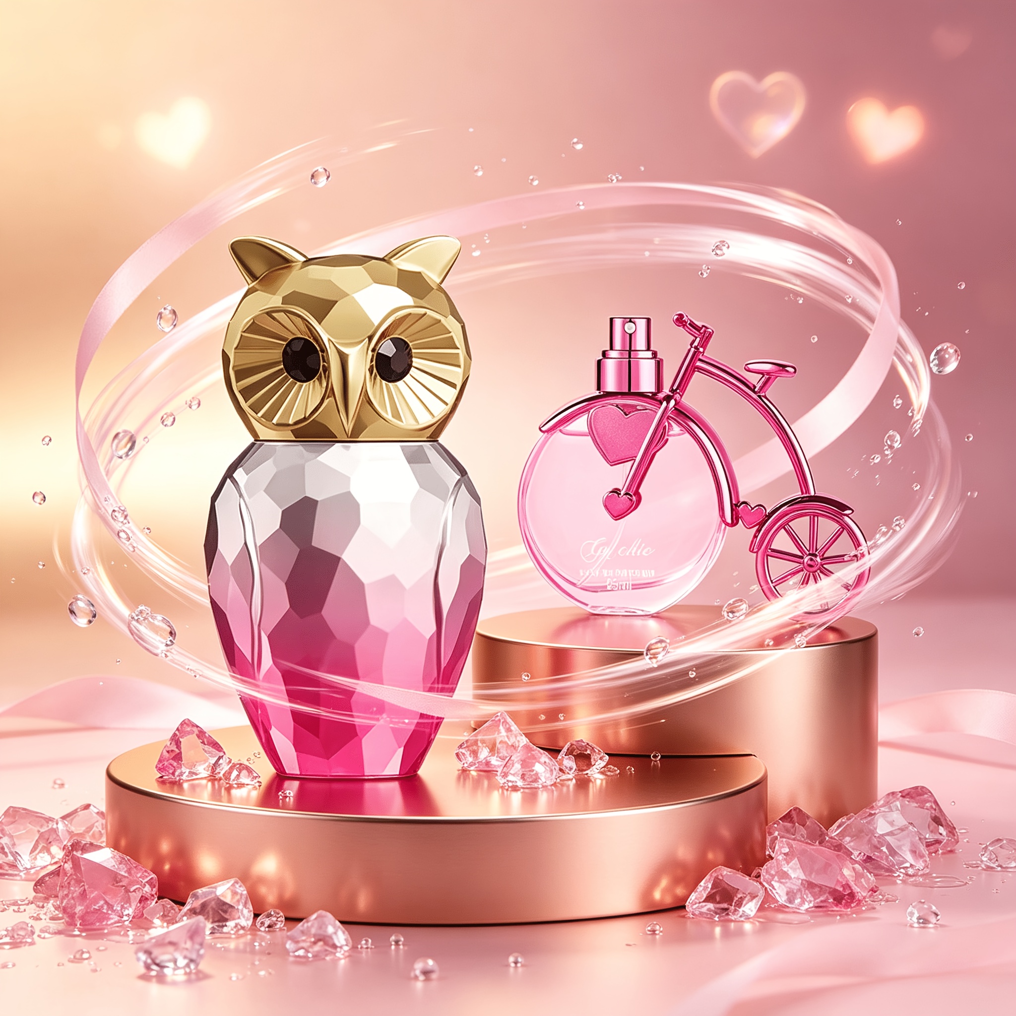 Image of 2pcs Ride Perfume Set | Owl & Bicycle Bottle | 100ml + Edp | Aldehyde Floral & Oriental Floral | Long Lasting Women's Fragrance | Office & Party | Luxury Gift Set For Her