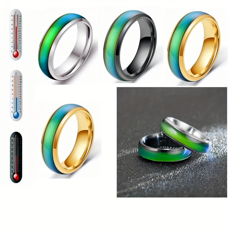 4pcs Temperature Sensitive Waterproof Color Changing Rings Set
