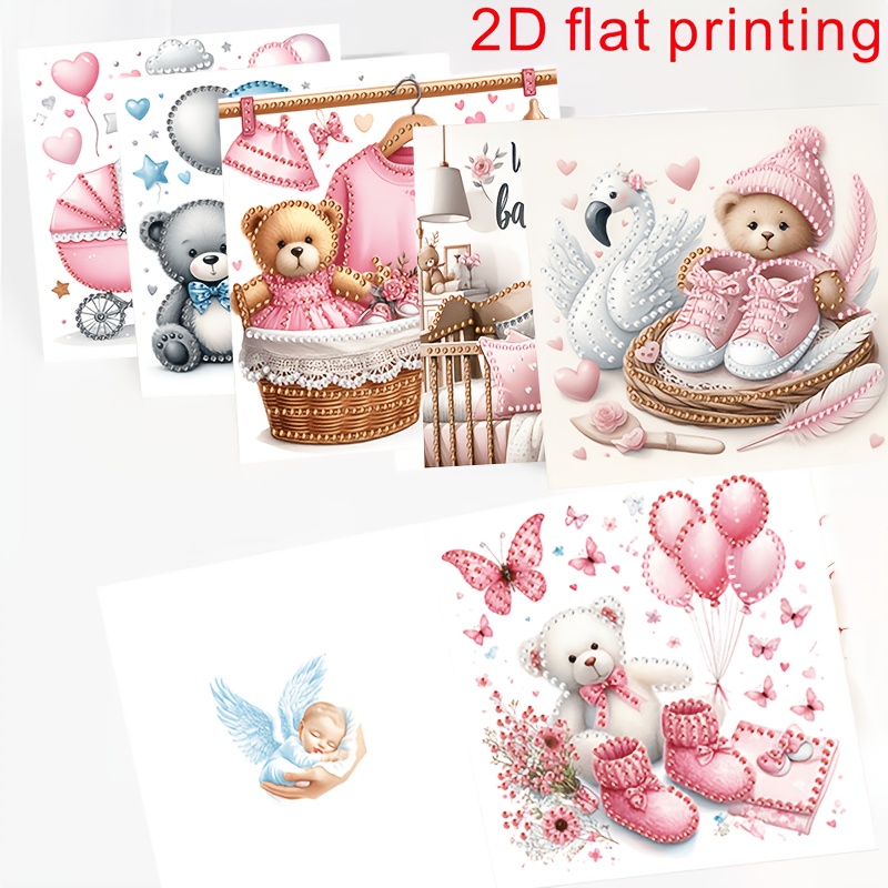 TEMU Originele nieuwe set van 6 unieke en creatieve wenskaarten met baby-schoentjes-thema, met interessante -ontwerpen. DIY ronde strass-steentjes