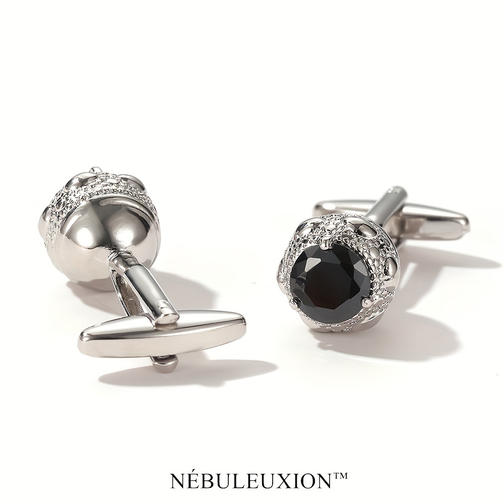 Premium Light Luxury Cufflinks Set with Black Zirconia, 2pcs