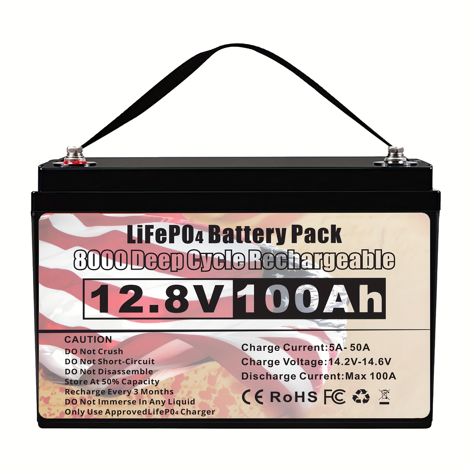 12v 100ah lifepo4 lithium battery featuring a 100a smart bms - Temu