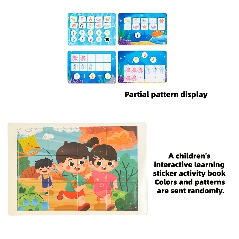 TEMU Sticker Activity Book With Stickers And Adhesive Pages, Reusable, Puzzle That Can Improve Cognitive And Concentration, Back To School Learning