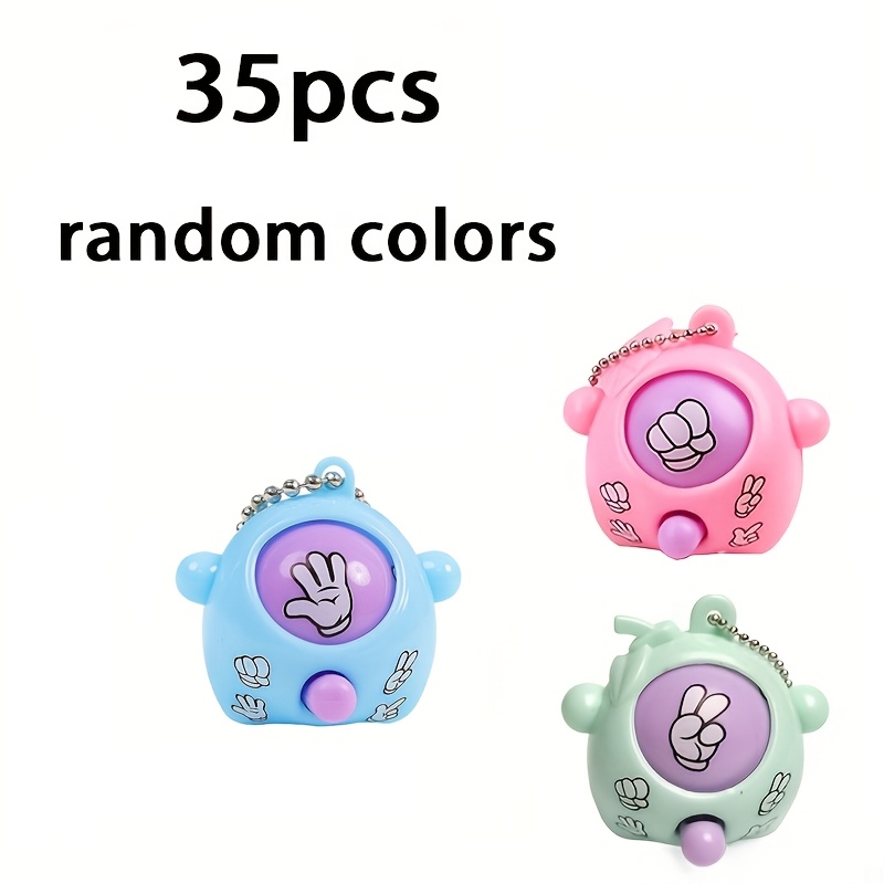 Image of 35pcs Mini Stone Scissor Paper Game Keychain Toy - Cute Interactive Accessory Suitable For Backpacks, Backpacks, And Party Gifts. Classroom Prizes, Random Colors (pink/green/blue)