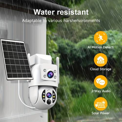 solar wireless surveillance camera 360 rotating full color two way voice humanoid detection sound and light alarm 9000mah large battery ipx6 wifi outdoor security camera