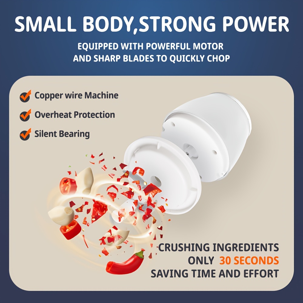 powerful 304 stainless steel portable electric food chopper processor 350ml mini usb wireless handheld garlic slicer for vegetables meat Product details 6
