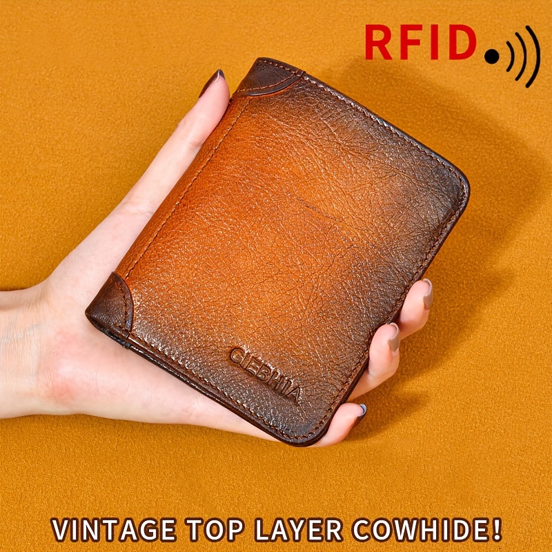 Carteras Tripl Delgadas Con Bloqueo RFID De Cuero Genuino Para Hombr De Negocios Con Ventana De Identificación Cartera Corta Monederos 10 Ranuras Para Tarjetas Clip Para Dinero - AliExprs 1524