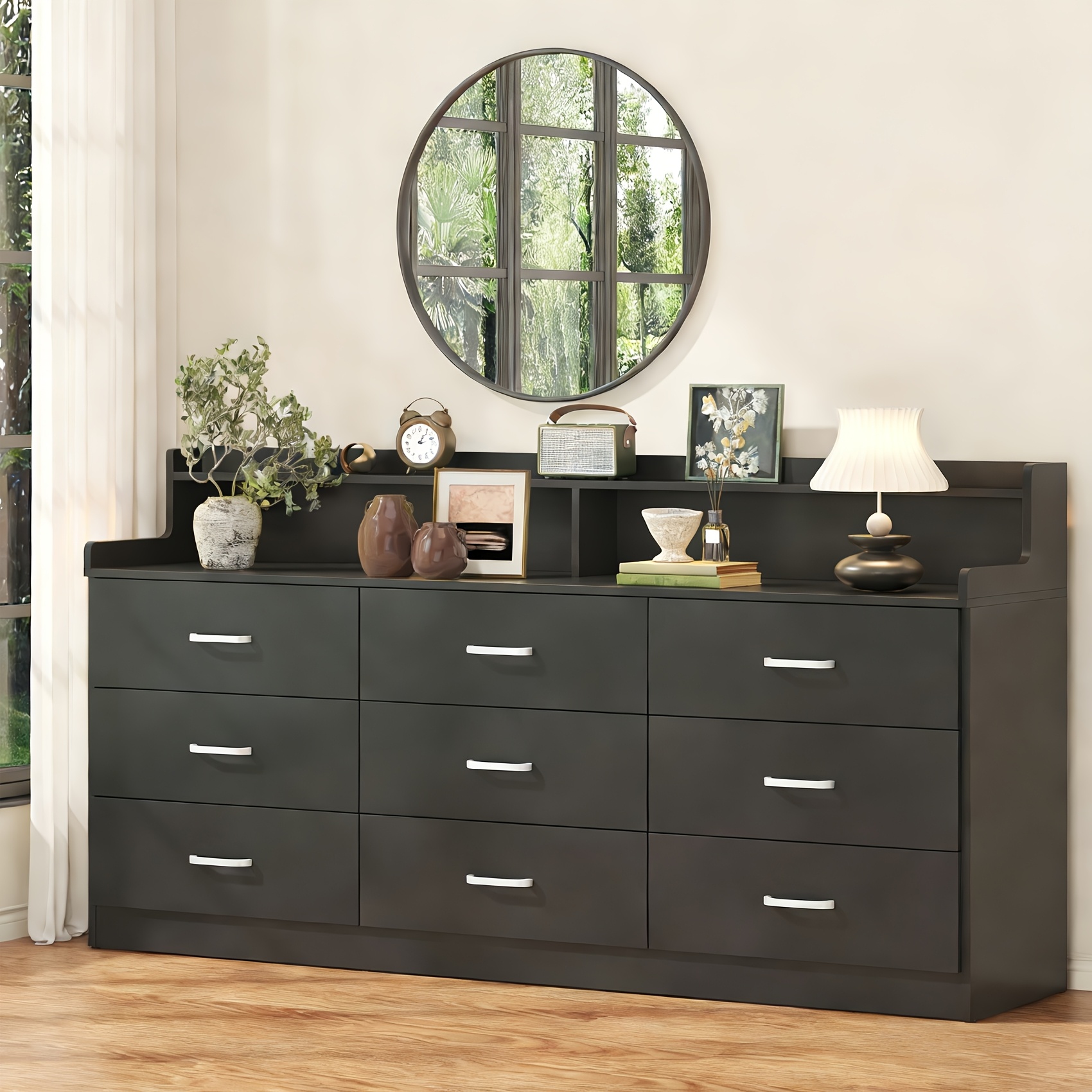 bec and bridge black maxi dress 1Pc Contemporary 8 Drawer Dresser Black Finish Solid Wood Wooden Bedro main image 0