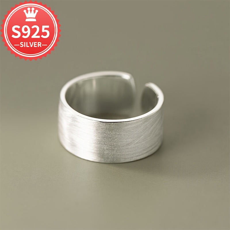 

925 Hypoallergenic Minimalist Wide-face Brushed Women's Ring Simple Temperament Index Finger Ring 3.7g