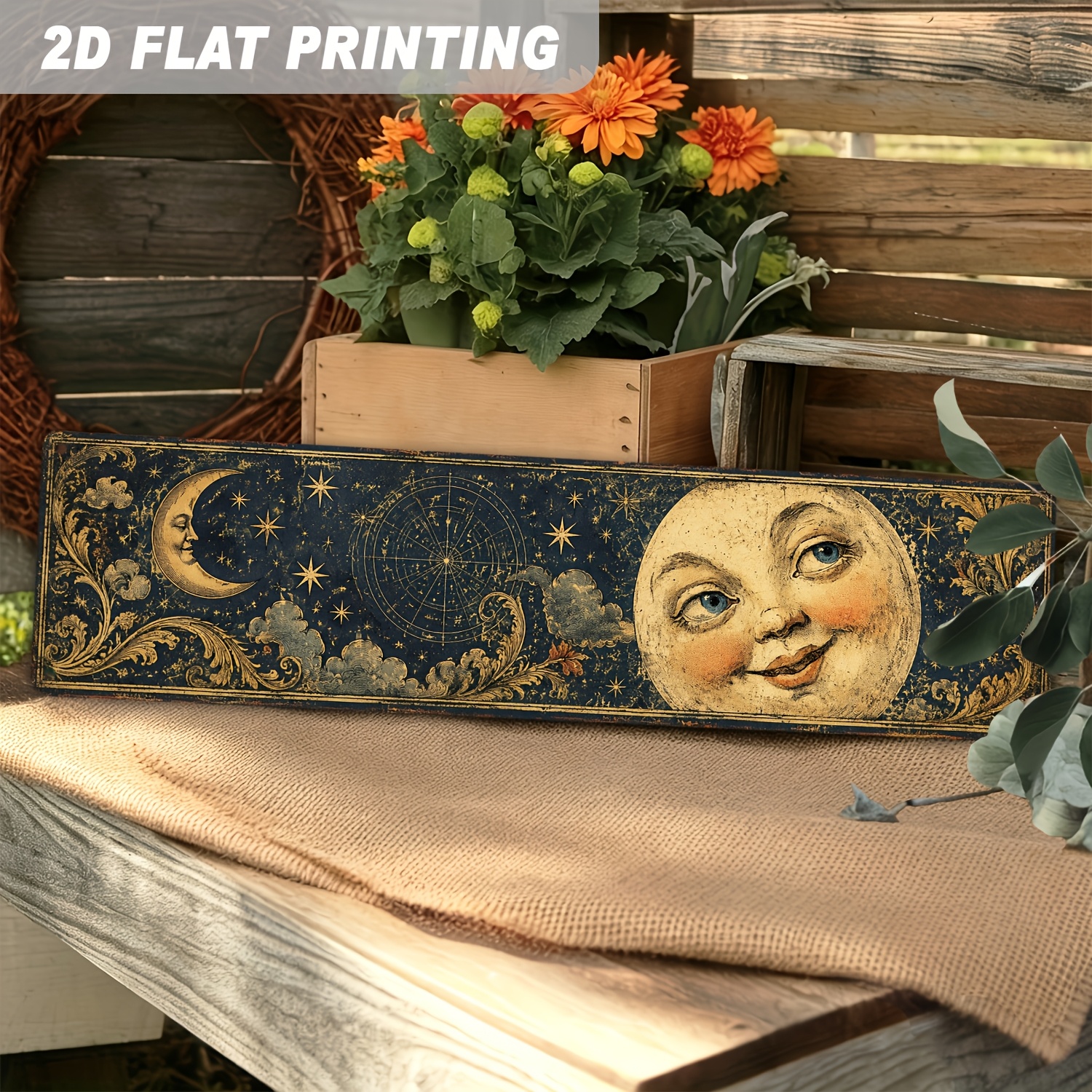 TEMU 2d Flat, 2d Flat 1pc, Celestial Vintage Astrology Metal Sign Wall Hanging Artistic Decor For Bedroom, Living Room, Home Decorative Signs &