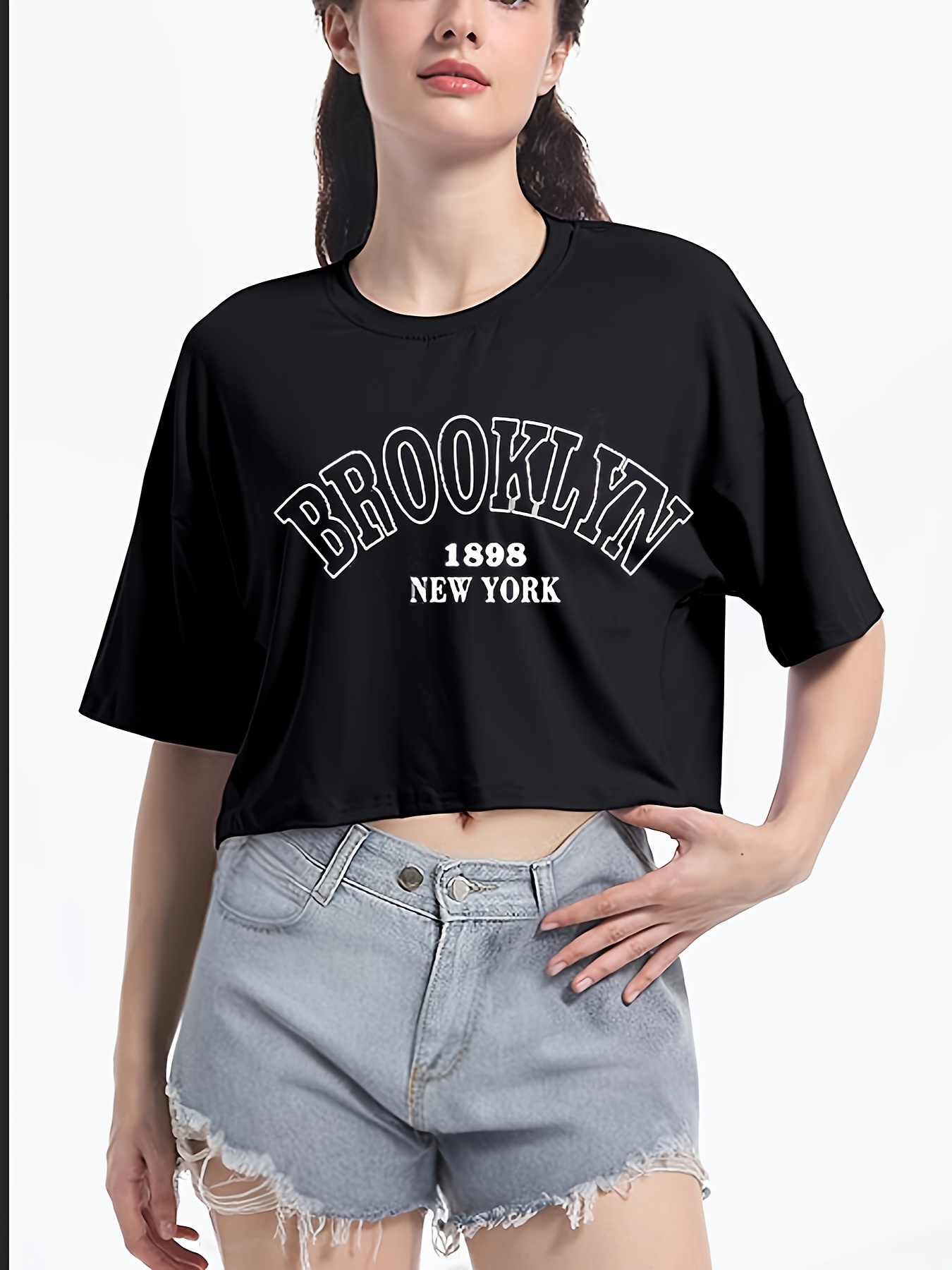 womens high waisted cropped t shirt vibrant 23 Temu Philippines