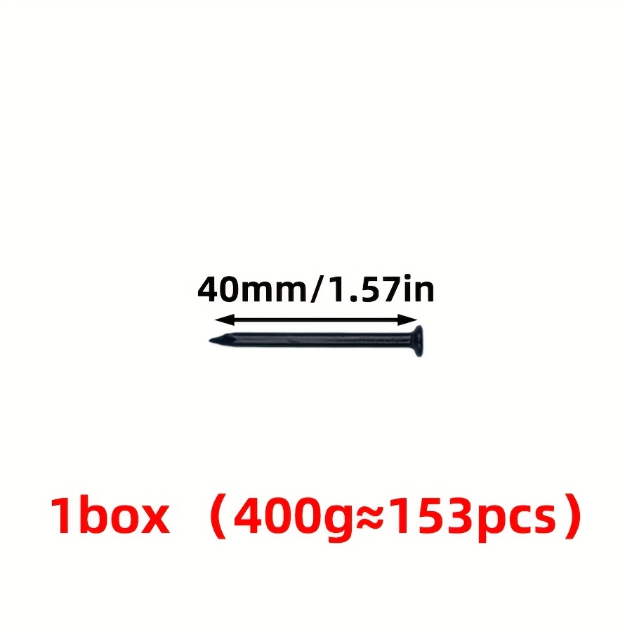 Image of (400 Grams) Quenched And Hardened , Nails For Concrete, Brick Wall Nails, Concrete Wall Nails, Woodworking , Round Nails, Used For Installing Marble Surfaces And Nailing Photo Frames, Black