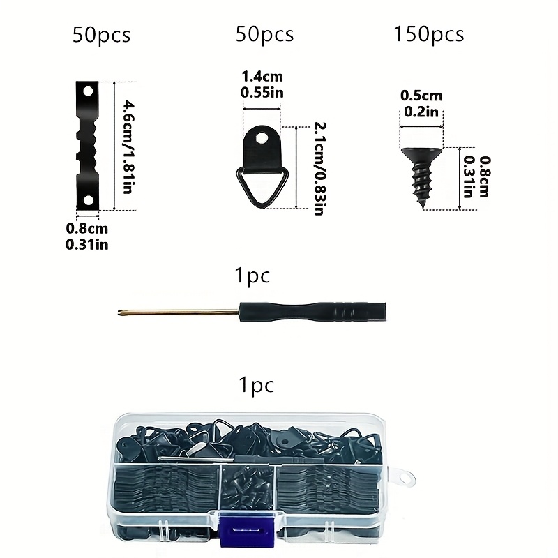 252pcs of picture frame suspension kit, including hooks, screws, and anchors, used for photo display of picture frame decorations