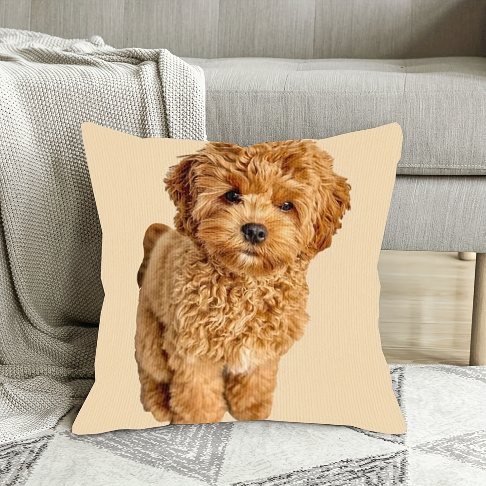 

Cozy Short Plush Dog Cushion Cover 18x18 Inch - Single-sided Print, Zip Closure, Machine Washable For Home & Bedroom Decor (pillow Not Included)