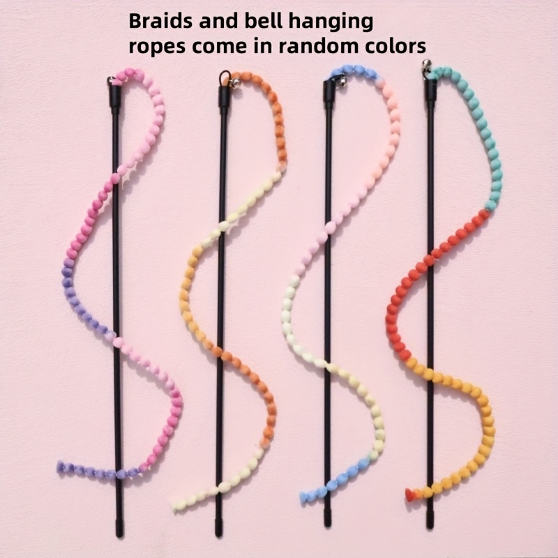 1/4pcs Colorful Candied Hawthorn Cat Teasing Stick With Tassels And Bells - A Pet Toy Suitable For Interactive Play, Training, Self-entertainment, And Boredom For Cats, Without Battery