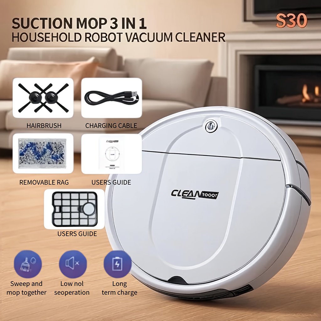 3-in-1 Robot Vacuum Cleaner with Tangle-Free Suction, Automatic Self-Charging, Multi-Purpose for Floor Cleaning, Pet Hair, Paper & Garbage - Fast Charging, Powerful Cleaning, USB Powered, Vacuum Cleaner Robot, Home Cleaning Aid, Modern Home Robot, Durable Plastic Body, Robust Construction 2 3-in-1 Robot Vacuum Cleaner with Tangle-Free Suction, Automatic Self-Charging, Multi-Purpose for Floor Cleaning, Pet Hair, Paper & Garbage - Fast Charging, Powerful Cleaning, USB Powered, Vacuum Cleaner Robot, Home Cleaning Aid, Modern Home Robot, Durable Plastic Body, Robust Construction - Image 2
