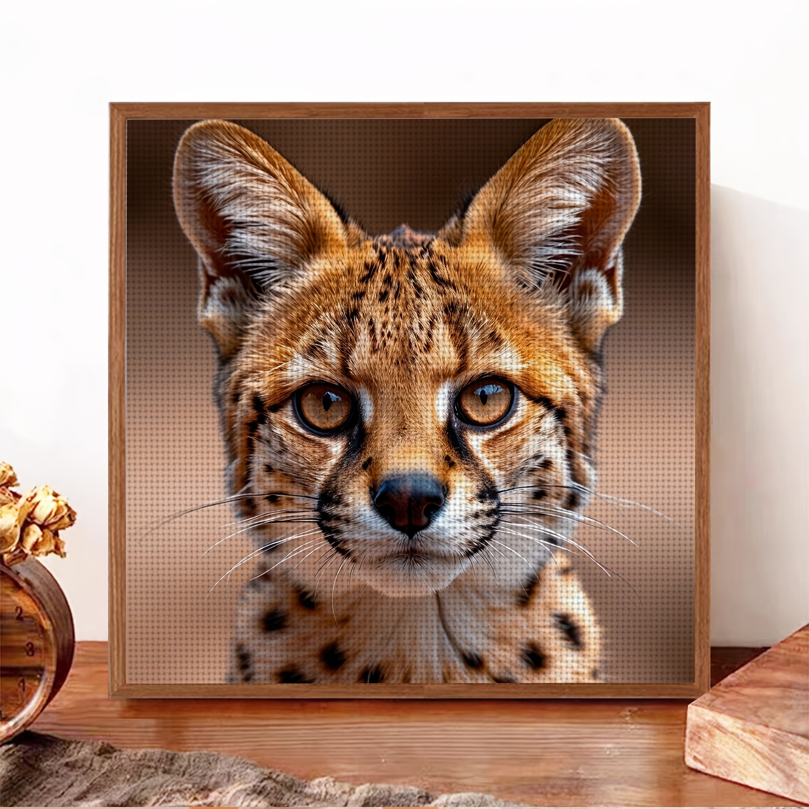 Unframed 11CT/14CT Printed Fabric Cross-Stitch Kit 'Spotted Cat Head Close-Up'